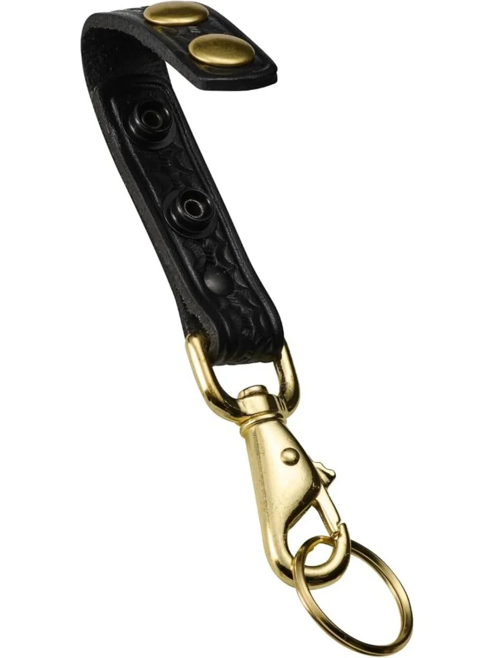 Leather Key Strap Belt Keeper - Duty Belt Key Ring Holder, Double Clip Design
